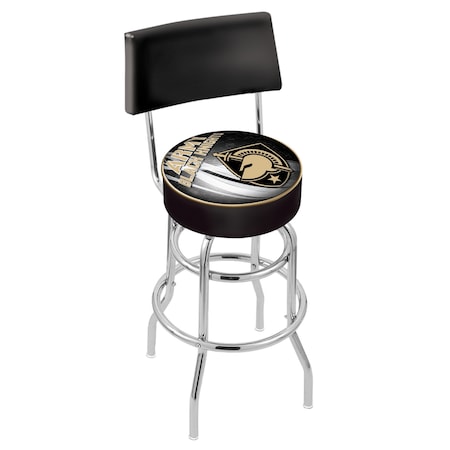 Holland Bar Stool Co 25" Chrome 2-Ring US Military Academy ARMY Swivel Bar Stool, Back L7C425USMilA-D2